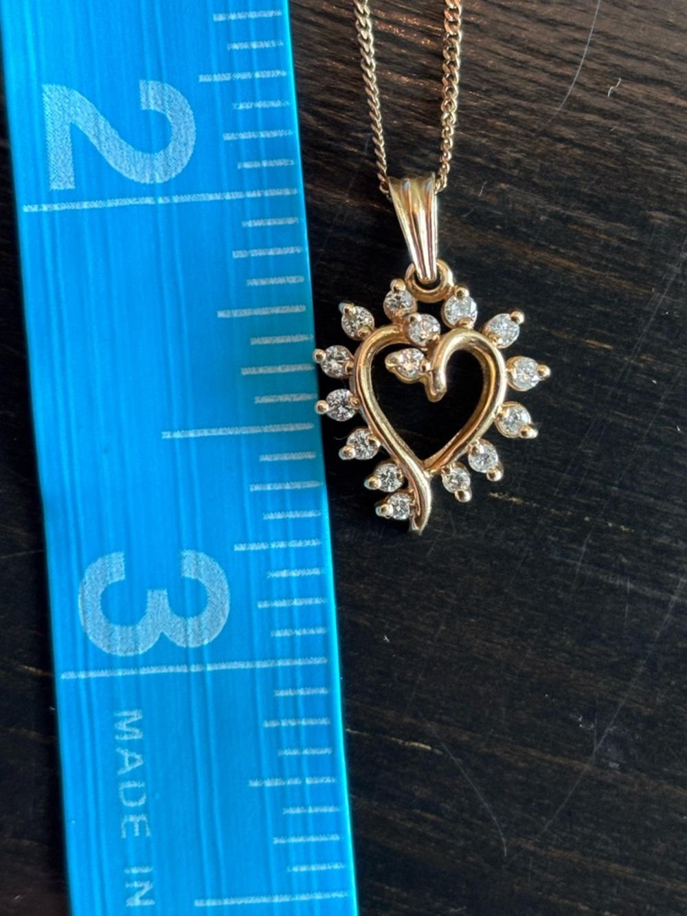 10k Gold Diamond Heart Pendant - Picture 5 of 11